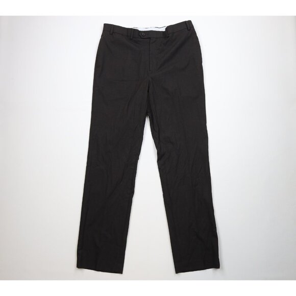 Vintage Ralph Lauren Mens 36x34 Faded Knit Wide Leg Chino Pants Brown Plaid